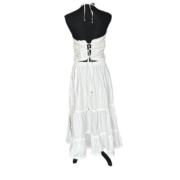 V. Chapman White Tiered Ruffle Midi Dress Size 10 Cutout Corset Resort $385 NEW - Picture 8 of 10